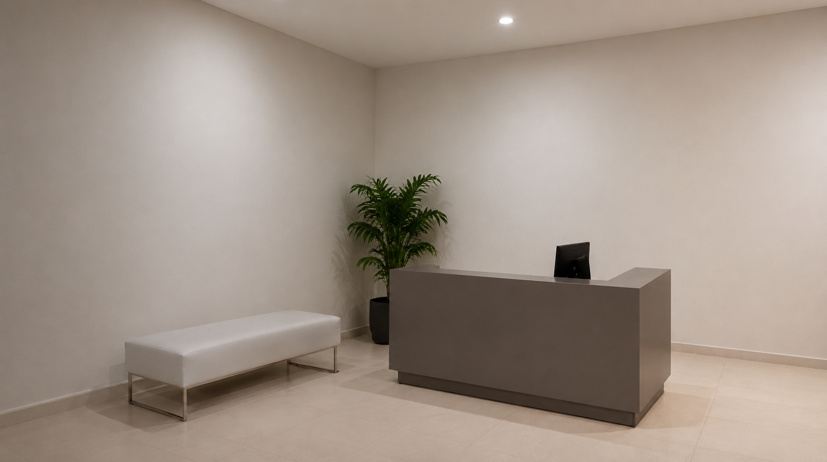 Recepção corporativa sem ambientação visual