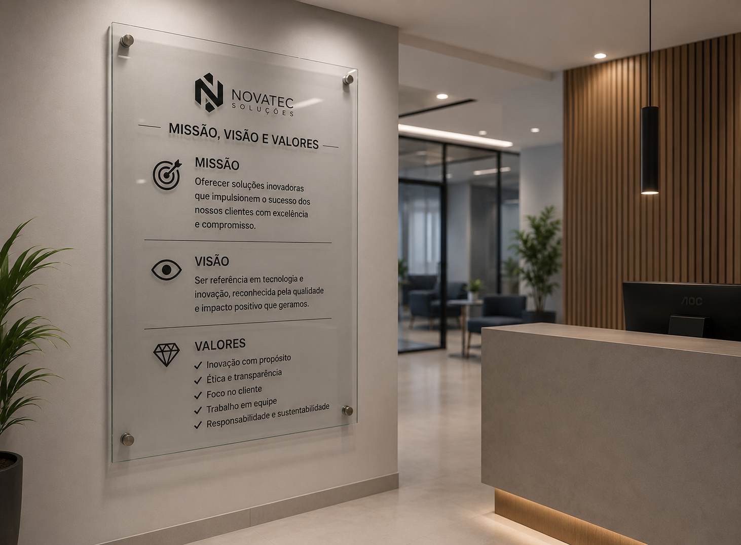 Vidro corporativo com marca aplicada